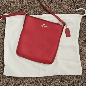 Coach New York, Jasper Cross Grain Leather Purse, Cherry Red, 8"x8"